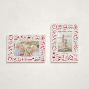 "New Year Cheer Doodles" - Holiday Cards in Holly Berry by Erika Firm - Photo Orientation Options