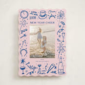 "New Year Cheer Doodles" - Holiday Cards in Blue Jay by Erika Firm - Front