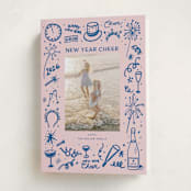 "New Year Cheer Doodles" - Holiday Cards in Blue Jay by Erika Firm - Folded Card