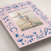 "New Year Cheer Doodles" - Holiday Cards in Blue Jay by Erika Firm - Detail
