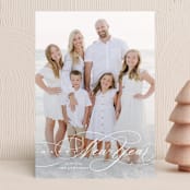 "Scripted" - Holiday Cards in Snow by Shannon Chen of Four Wet Feet Studio - Front