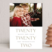 "Spelled Out" - Holiday Cards in Champagne by Lucrecia Caporale - Front