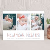"New Year, New Us!" - Holiday Cards in Coral by Hooray Creative - Front