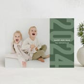 "Modern Year" - Holiday Cards in Emerald by Sarah Cohn - Front