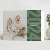 "Modern Year" - Holiday Cards in Emerald by Sarah Cohn - Folded Card