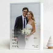 "New Mr. and Mrs." - Holiday Cards in Ebony by Andrea Cernin - Folded Card