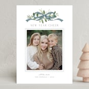 "Greenery Swag" - Holiday Cards in Blue Jay by Everett Paper Goods - Front