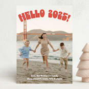 "Hello" - Holiday Cards in Berry by Megan Davis - Front