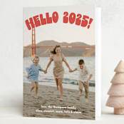 "Hello" - Holiday Cards in Berry by Megan Davis - Folded Card