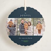 "Be Joyful" - Holiday Ornament Cards in Navy by Kelly Schmidt - Front