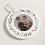 "Ornament Wreathe" - Holiday Ornament Cards in Holly Berry by Mansi Verma - Detail