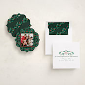 "Flourish Wreath" - Holiday Ornament Cards in Pine by Elly - Assembled
