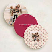 "Scalloped Holly" - Holiday Ornament Cards in Cranberry by Teju Reval - Back of Card Options