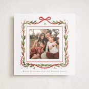 "Garland Border" - Foil-Pressed Holiday Photo Mount Cards in Mint by Alethea and Ruth - Front