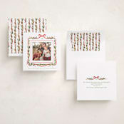"Garland Border" - Foil-Pressed Holiday Photo Mount Cards in Mint by Alethea and Ruth - Assembled