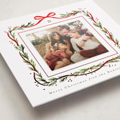 "Garland Border" - Foil-Pressed Holiday Photo Mount Cards in Mint by Alethea and Ruth - Premium Photo Paper Mounted on Card