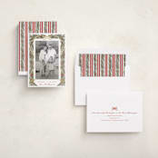 "Garland Frame" - Foil-Pressed Holiday Photo Mount Cards in Holly Berry by Leah Bisch - Assembled