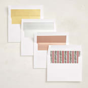 "Garland Frame" - Foil-Pressed Holiday Photo Mount Cards in Holly Berry by Leah Bisch - Envelope Liner Options