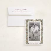 "Garland Frame" - Foil-Pressed Holiday Photo Mount Cards in Holly Berry by Leah Bisch - Card with Envelope
