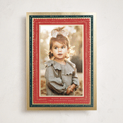 "Gilded Hand Drawn Frame" - Foil-Pressed Holiday Photo Mount Cards in Cherry by Hannah Williams - Front