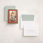 "Gilded Hand Drawn Frame" - Foil-Pressed Holiday Photo Mount Cards in Cherry by Hannah Williams - Assembled