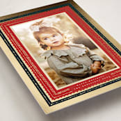 "Gilded Hand Drawn Frame" - Foil-Pressed Holiday Photo Mount Cards in Cherry by Hannah Williams - Premium Photo Paper Mounted on Card