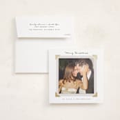 "Album View" - Foil-Pressed Holiday Photo Mount Cards in Snow by Everett Paper Goods - Card with Envelope