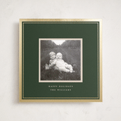 "Christmas Keepsake" - Foil-Pressed Holiday Photo Mount Cards in Pine by Robert and Stella - Front