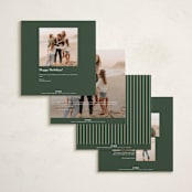 "Christmas Keepsake" - Foil-Pressed Holiday Photo Mount Cards in Pine by Robert and Stella - Back of Card Options