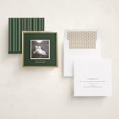 "Christmas Keepsake" - Foil-Pressed Holiday Photo Mount Cards in Pine by Robert and Stella - Assembled