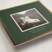 "Christmas Keepsake" - Foil-Pressed Holiday Photo Mount Cards in Pine by Robert and Stella - Premium Photo Paper Mounted on Card