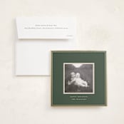 "Christmas Keepsake" - Foil-Pressed Holiday Photo Mount Cards in Pine by Robert and Stella - Card with Envelope