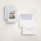 "Stripe Trees" - Foil-Pressed Holiday Photo Mount Cards in Glacier by Everett Paper Goods - Assembled