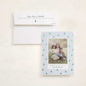 "Stripe Trees" - Foil-Pressed Holiday Photo Mount Cards in Glacier by Everett Paper Goods - Card with Envelope