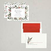 "Holiday Botanical" - Party Invitations in Holly Berry by Susan Moyal - Assembled