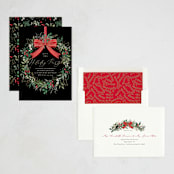 "Festive Holiday" - Party Invitations in Holly Berry by Susan Moyal - Assembled
