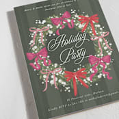 "Bow Wreath" - Party Invitations in Forest by Jackie Crawford - Detail