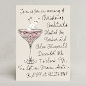 "Snowman Martini" - Party Invitations in Pink Berry by Jackie Crawford - Front