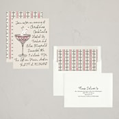 "Snowman Martini" - Party Invitations in Pink Berry by Jackie Crawford - Assembled