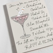 "Snowman Martini" - Party Invitations in Pink Berry by Jackie Crawford - Detail