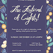 "Festival of Lights Party Invitation" - Party Invitations in Grape by Julia Simons - Detail
