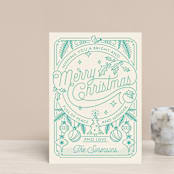 "Merry Little Lines" - Holiday Cards in Wintergreen by GeekInk Design - Front
