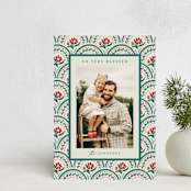 "Tapestry Holiday" - Holiday Cards in Emerald by Chris Griffith - Front