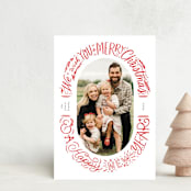 "Oval Lettering" - Holiday Cards in Holly Berry by Alethea and Ruth - Front