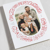 "Oval Lettering" - Holiday Cards in Holly Berry by Alethea and Ruth - Detail
