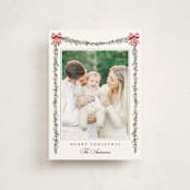 "Holly & Bows" - Holiday Cards in Candy Cane by Susan Moyal - Front