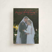 "Merry Christmas Script" - Holiday Cards in Holly Berry by Kristen Magee - Front