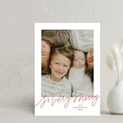 "So Very Merry Script" - Holiday Cards in Santa Suit by Kristen Magee - Front