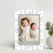 "Cottage Watercolor Ribbon" - Holiday Cards in Periwinkle by Jackie Crawford - Front