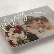 "Merry Hand Lettered Script" - Holiday Cards in Wedding Cake by Becky Nimoy - Detail